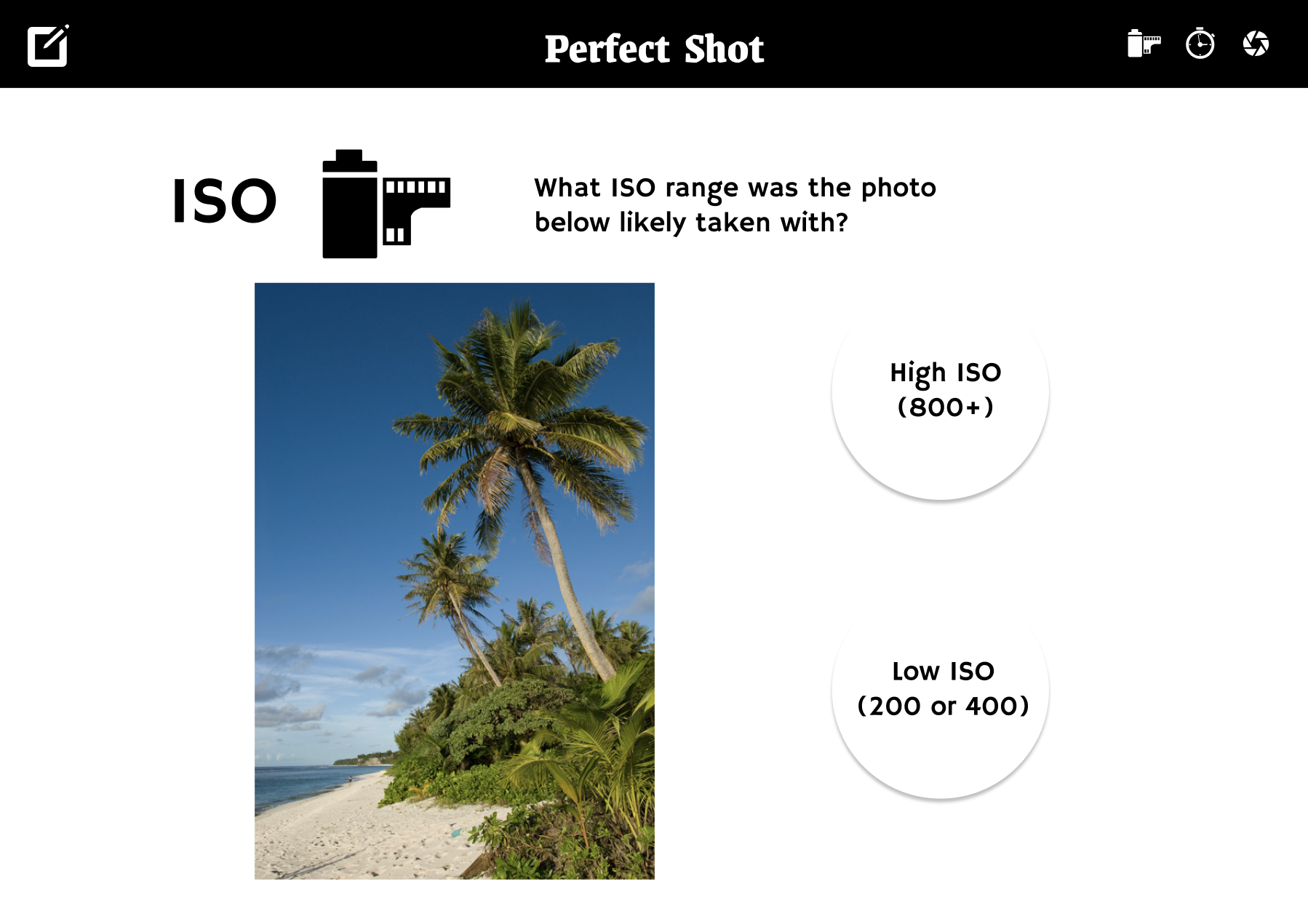 Perfect Shot iso learning page.
