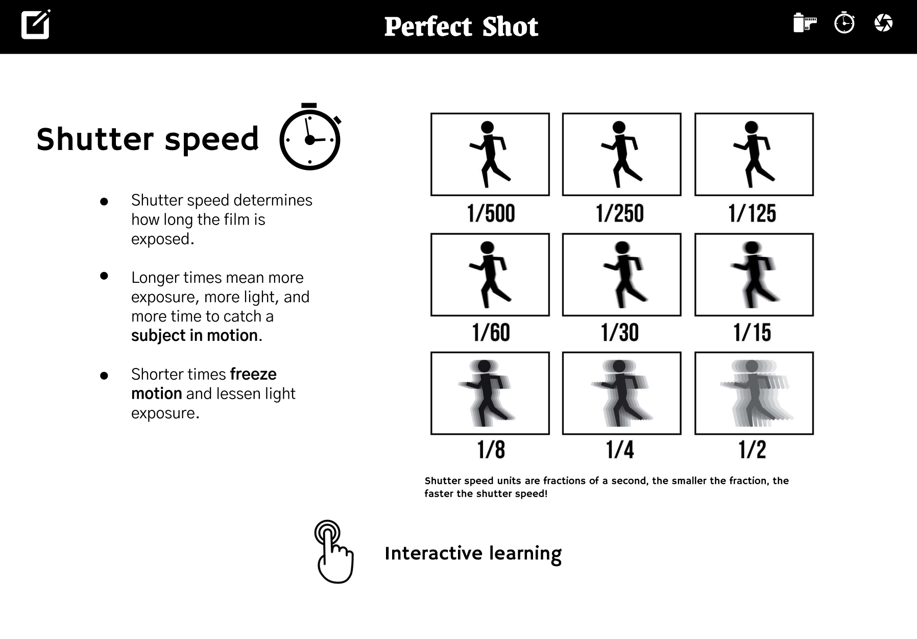 Perfect shot shutter speed page.
